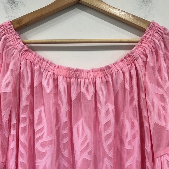 Lilly Pulitzer Nevie Off The Shoulder Cover Dress in Pink Floral Sheer size M - Picture 6 of 15